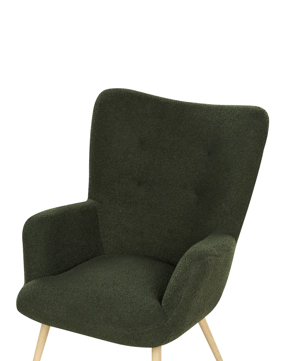 Poltrona Wingback VEJLE con poggiapiedi Bouclé Verde scuro_901581