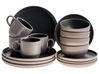 Set of 16 Dinnerware NUTMEG Stoneware Black/ Beige