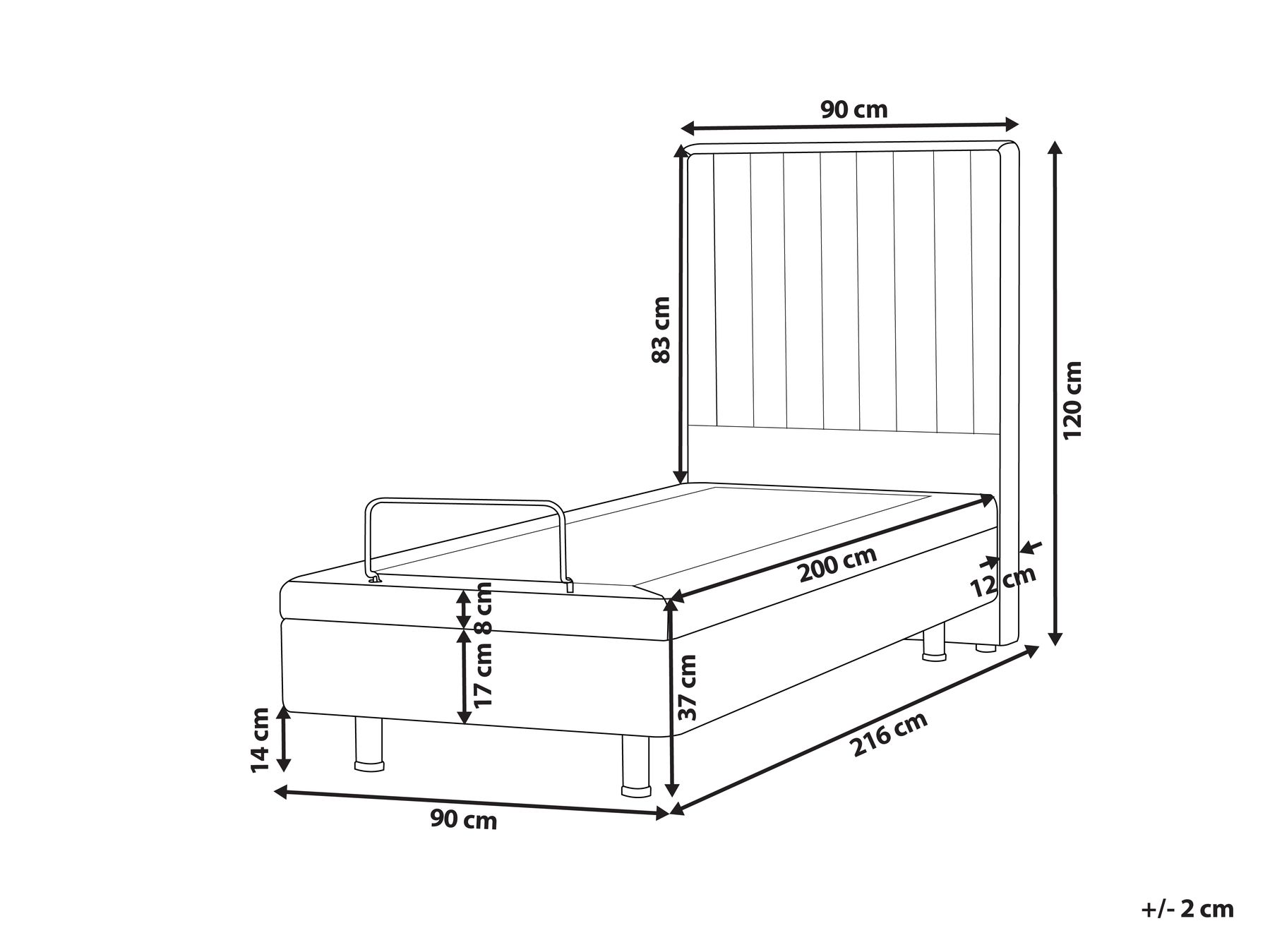 Регульоване ліжко з букле 90 х 200 см, брудно-біле DUKE II_1026151