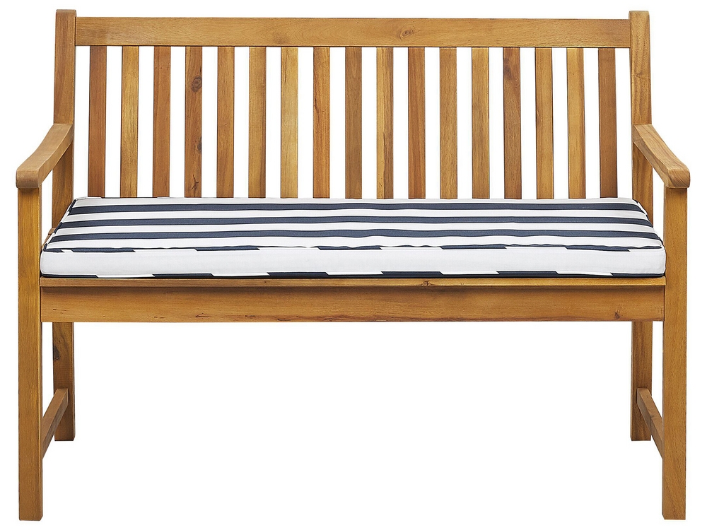 Acacia Wood Garden Bench 120 cm with Blue Cushion VIVARA Beliani.cz