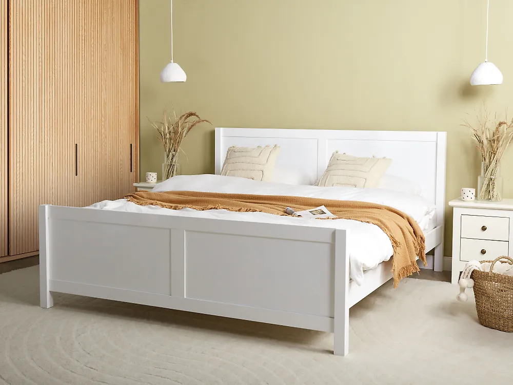Lit avec sommier Bois CHAMPAGNAT 180 x 200 cm Blanc_1176558