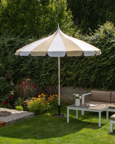 Garden Market Parasol ⌀ 2.45 m Beige and White MINOA 