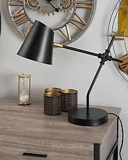 Desk Lamp HORTON Adjustable Metal Black_1179244