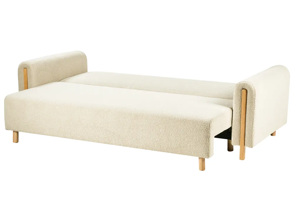 Sofa Bed 3 Seater KVAM with Storage Boucle Off-White_1021865