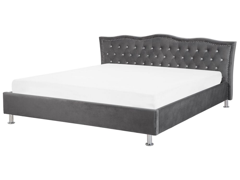 Bett mit Lattenrost Samtstoff METZ 180 x 200 cm Dunkelgrau