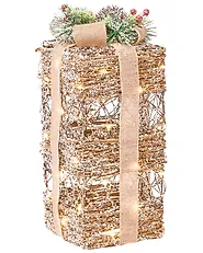 Conjunto de 3 decoraciones de Navidad LED NAKILLA 64/54/42 cm Regalos de Navidad Marrón_1179711