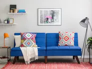Sofa Bed 3 Seater RONNE Fabric Navy Blue_691657