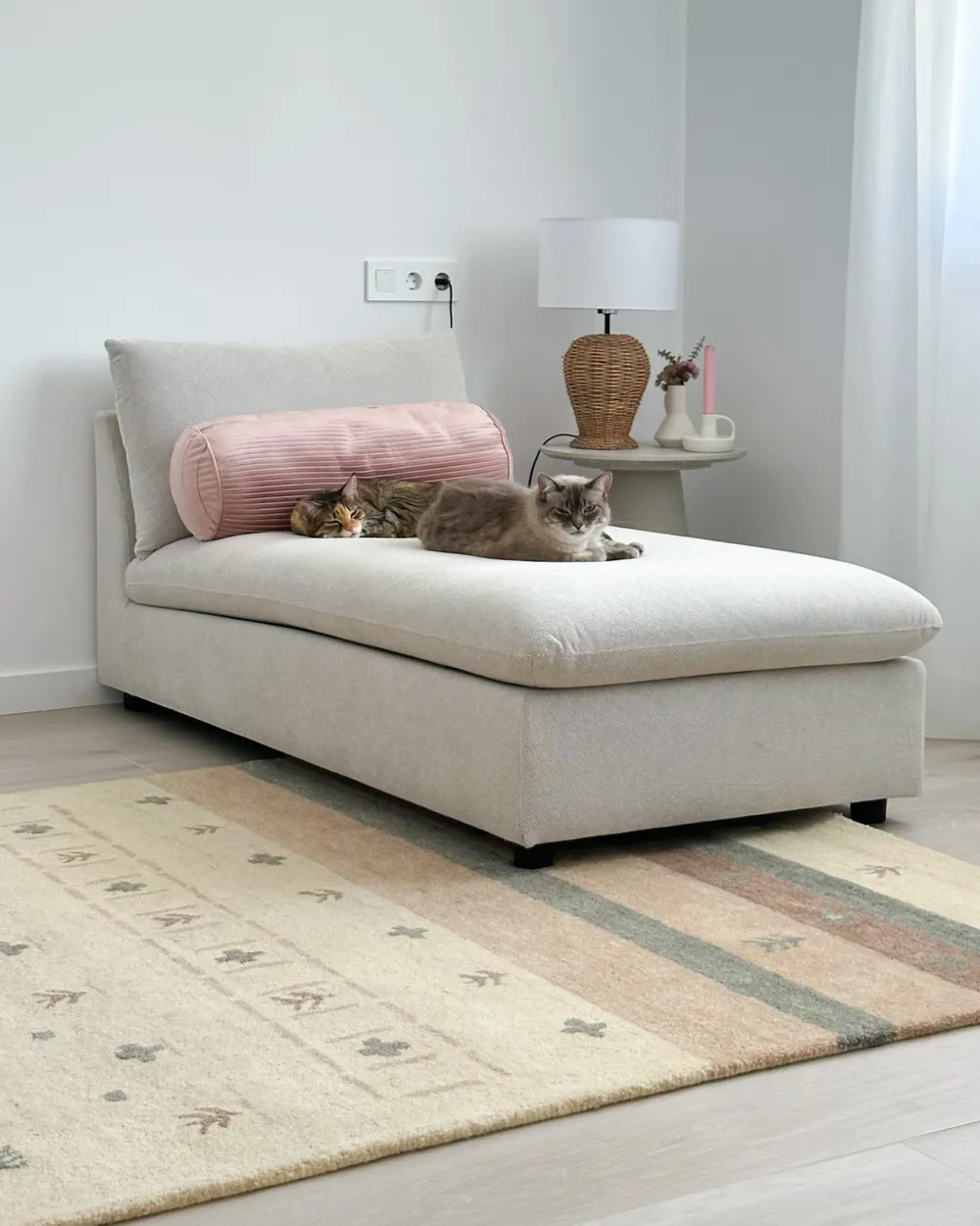 Lámpara De Mesa De Ratán Boho - Pantalla De Tela Blanca, 49 Cm Altura, Estilo Natural, Luz Ambiente