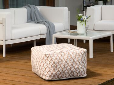 Outdoor Pouffe Beige and White SHORAN