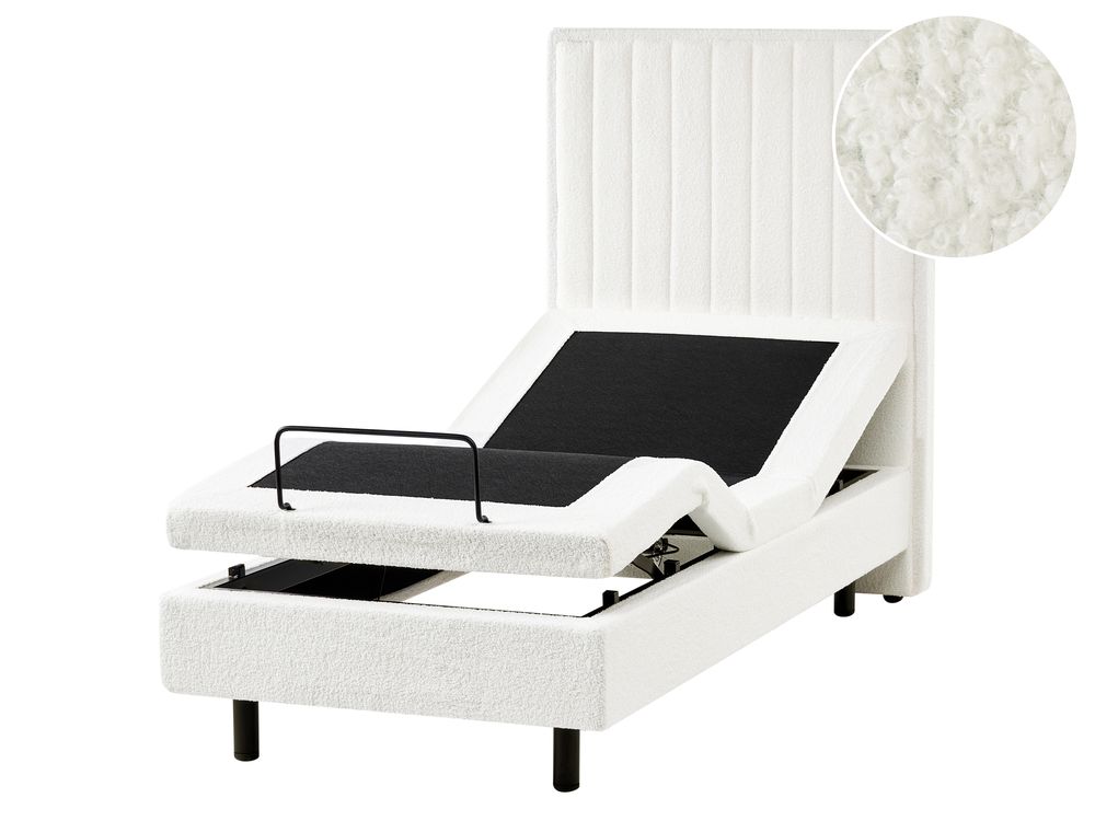 Adjustable Bed Boucle DUKE II 80 x 200 cm (EU Small Single) Off-White