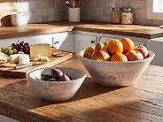 Set of 2 Bowls LUXOR Mango Wood Light Brown_1187117