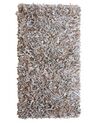 Tappeto shaggy in pelle beige chiaro 80 x 150 cm MUT_848933