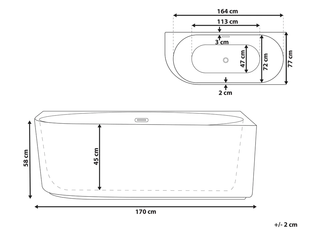 Corner Bath PORTINHO 1700 x 800 mm White Left Hand_1012253