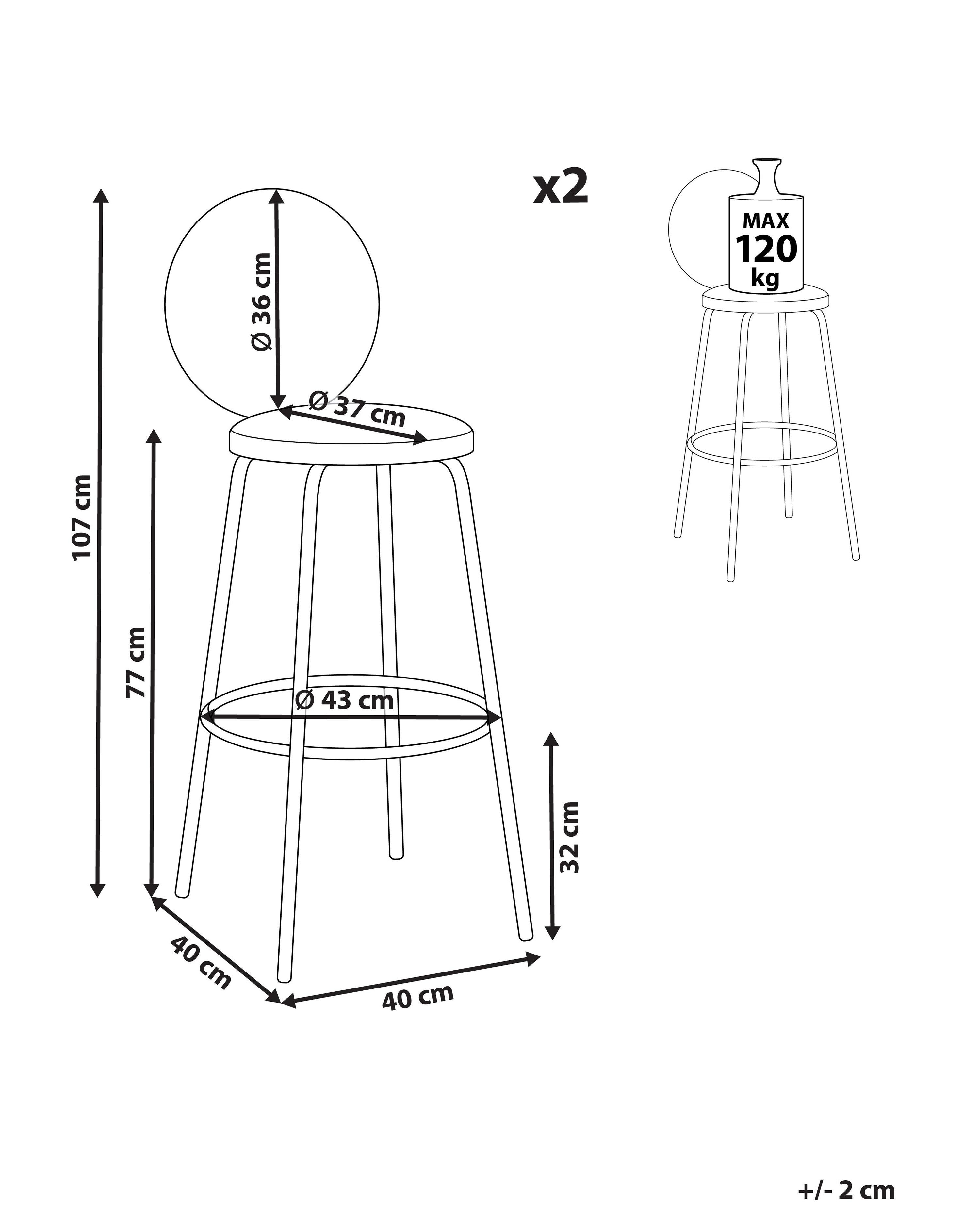 Set of 2 Boucle Bar Chairs Light Beige EMERY_913946