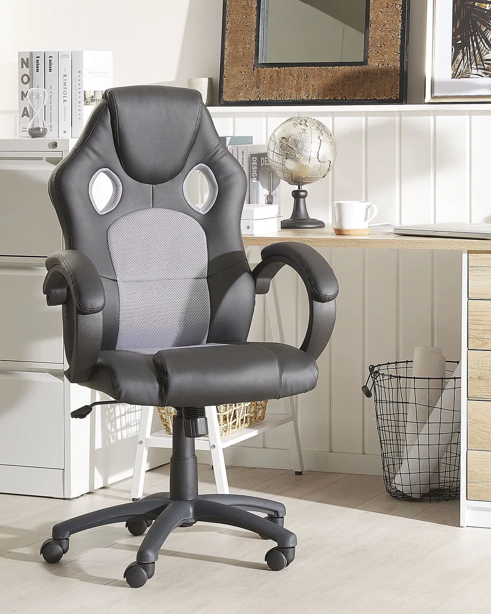 Office Chair FIGHTER Faux Leather Light Grey_855722