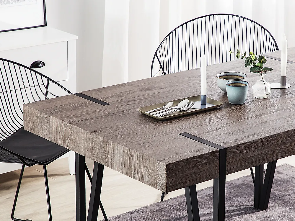 Beliani Esstisch Industrielles Design 150x90 Cm – Dunkelbraun/schwarz, Aus MDF & Metall, Für 6 Personen