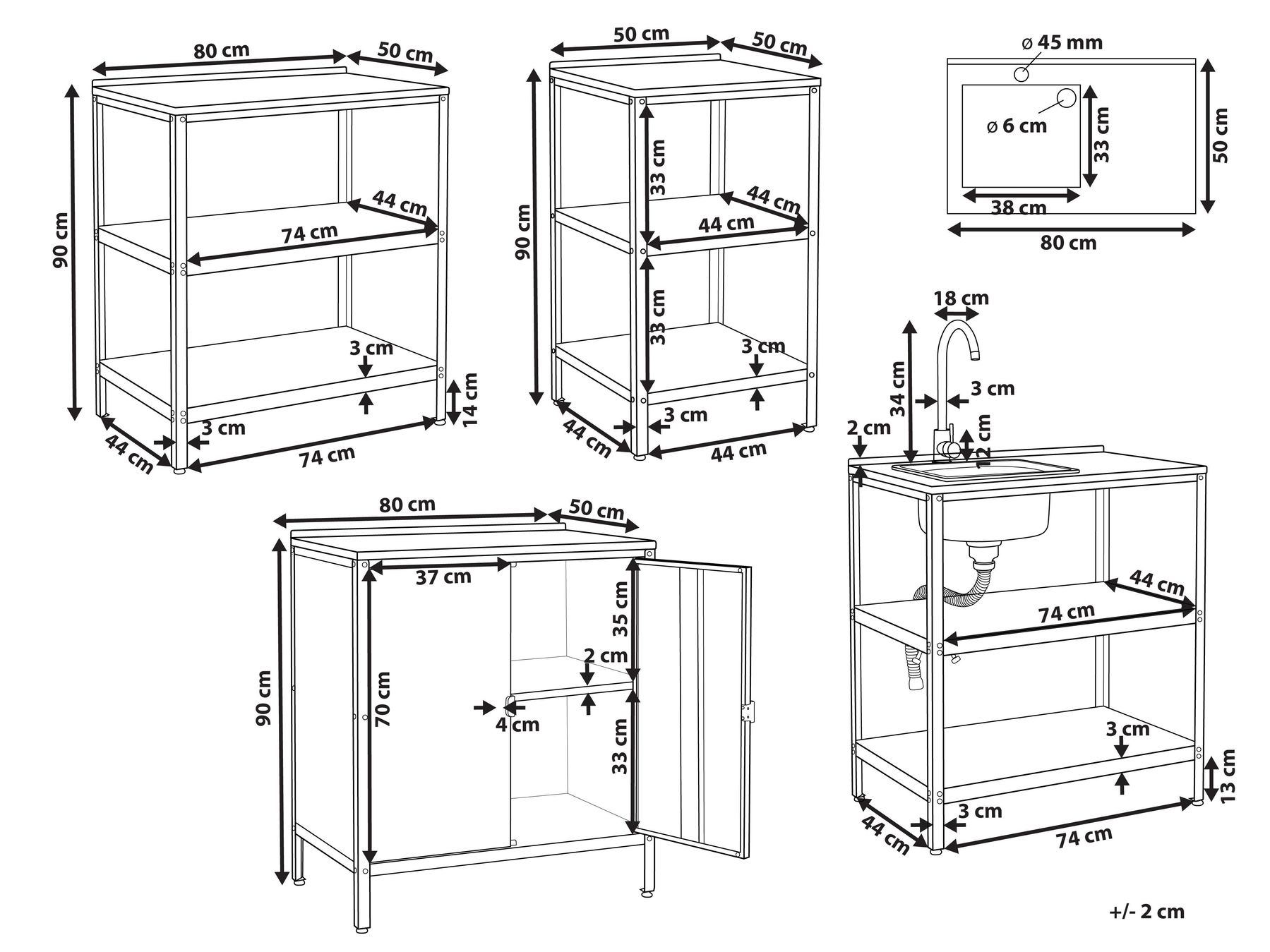 Садовый кухонный шкаф из 4 предметов и остров с раковиной синего цвета VILAMA_974508
