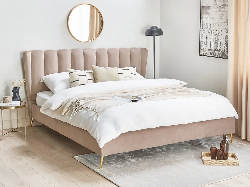 Cama Terciopelo MIRIBEL 180 x 200 cm Gris pardo_1187622