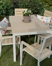 Stół ogrodowy dla 6 osób COMO 150 cm 90 cm Beżowy_1006469