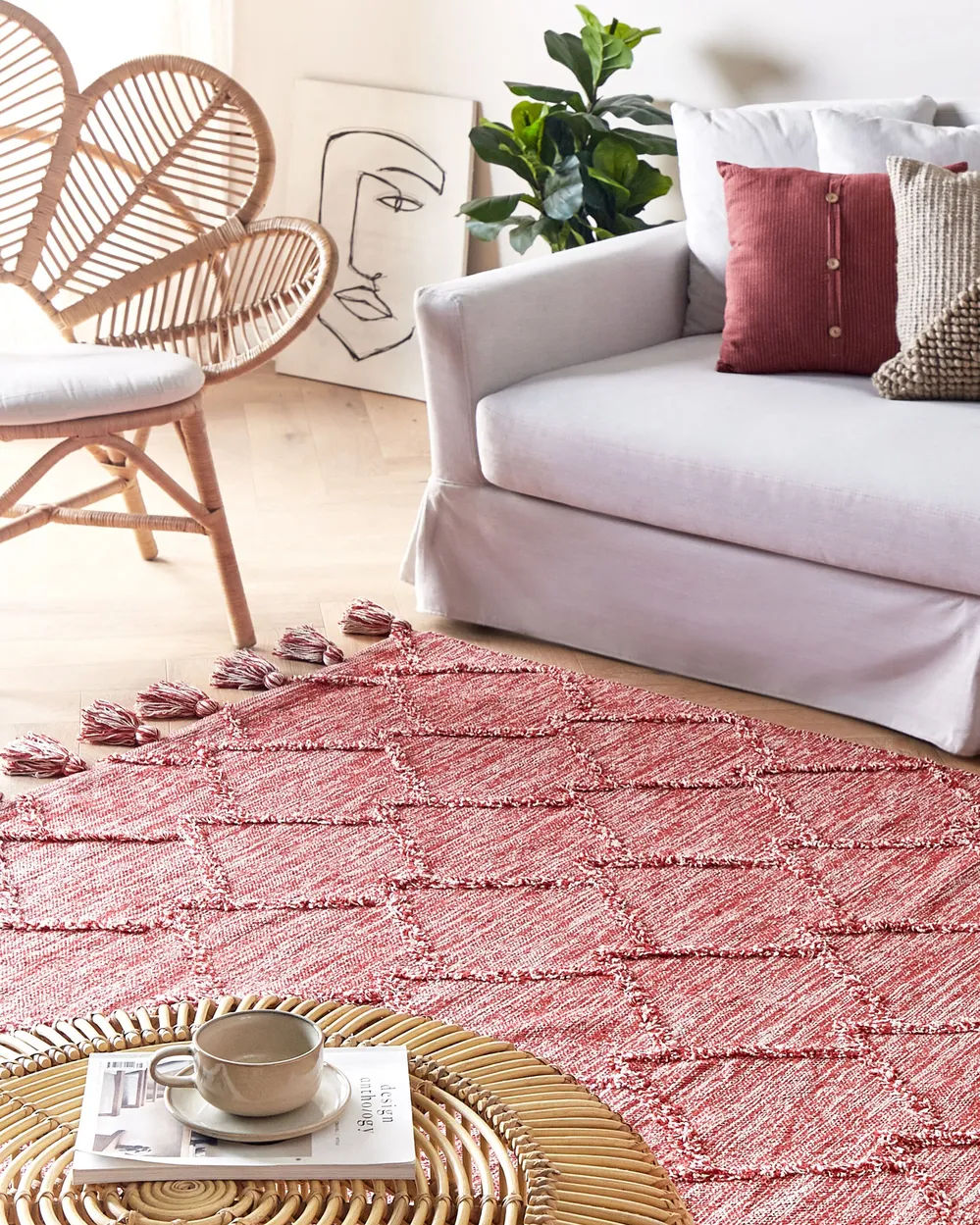 Rug NIGDE Red 160 x 230 cm Cotton