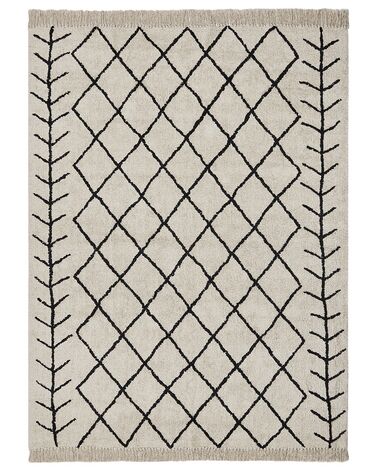 Bavlněný koberec 160 x 230 cm béžový/ černý BOZKIR