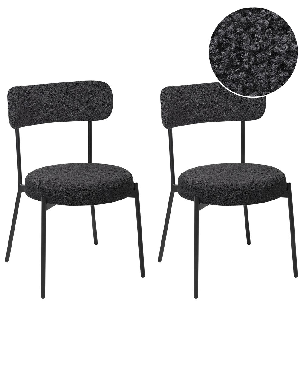Set di 2 sedie da pranzo ALLISON Bouclé Nero