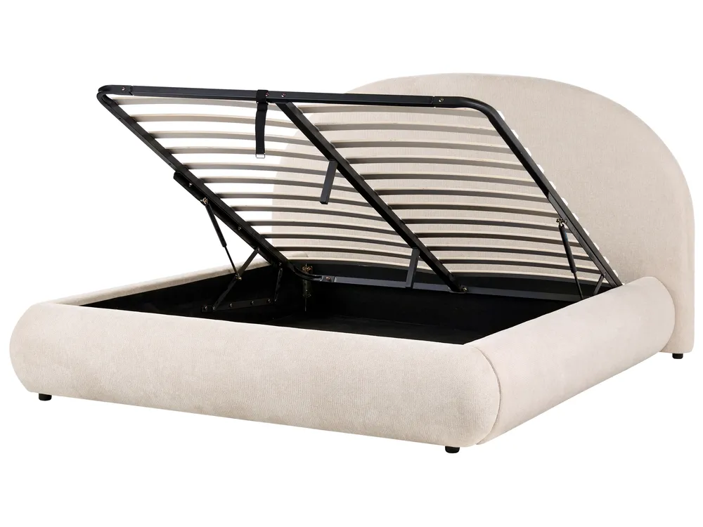 Ottoman Bed GRASSE Fabric Light Beige 160 x 200 cm (EU King Size)_1056349