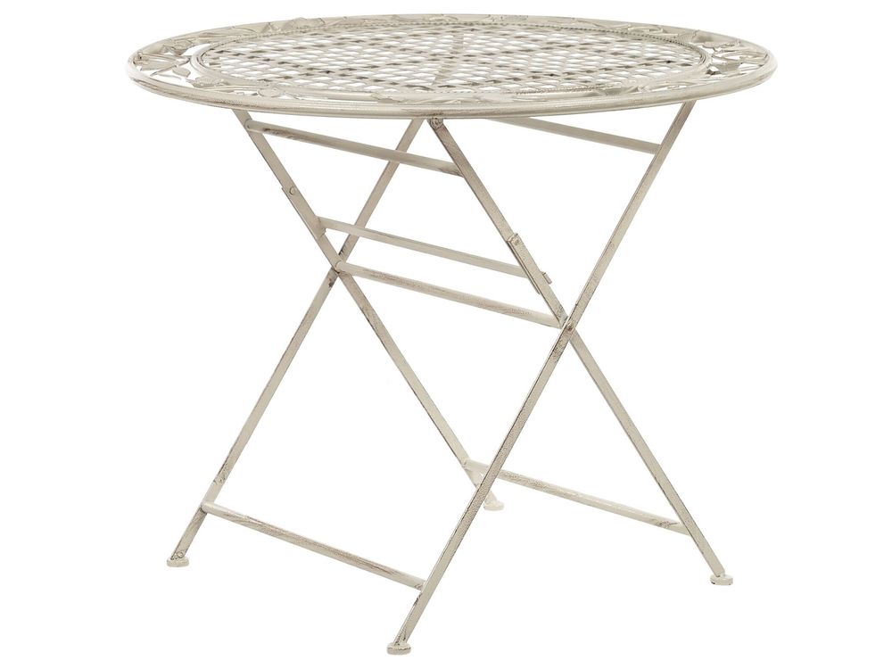Table bistrot Pliant BIVIO 90 cm 90 cm Métal Blanc cassé