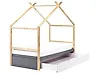 Cama infantil Casa Madera de pino ORGEVAL 90 x 200 cm con almacenaje Gris