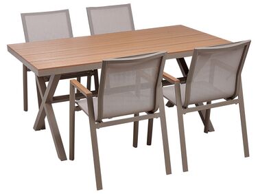 4 Seater Aluminium Garden Dining Set Taupe TIANO