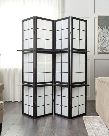 Wooden Folding 4 Panel Room Divider 170 x 120 cm Black GOMAGOI