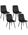 Set of 4 Dining Chairs HAVRE Velvet Black