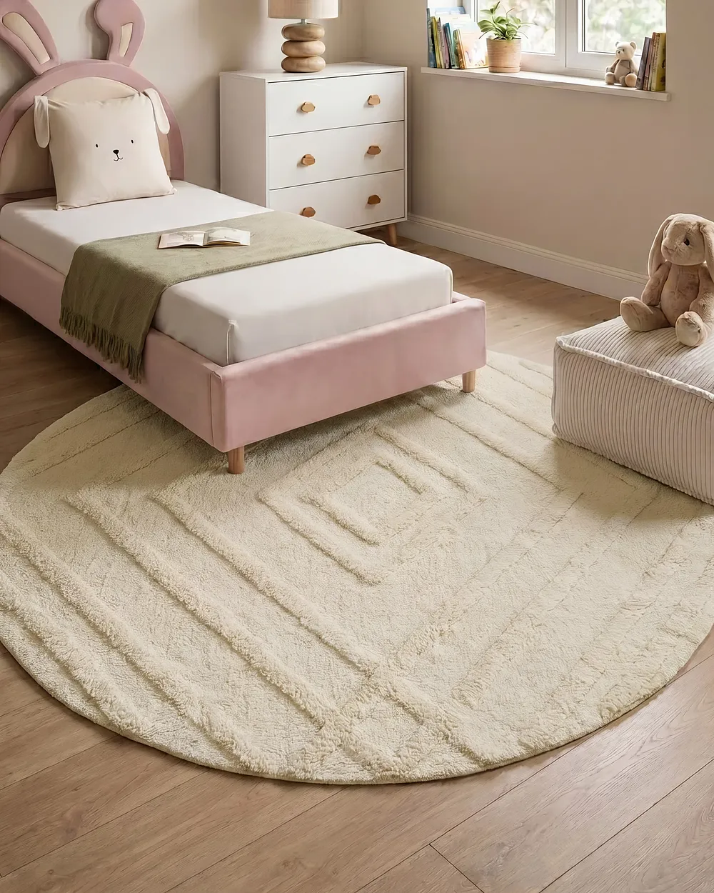 Kids Rug TURTUK  Light Beige ø 160 cm Cotton