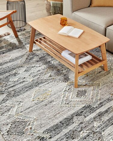 Wool Kilim Area Rug 160 x 230 cm Grey ARATASHEN