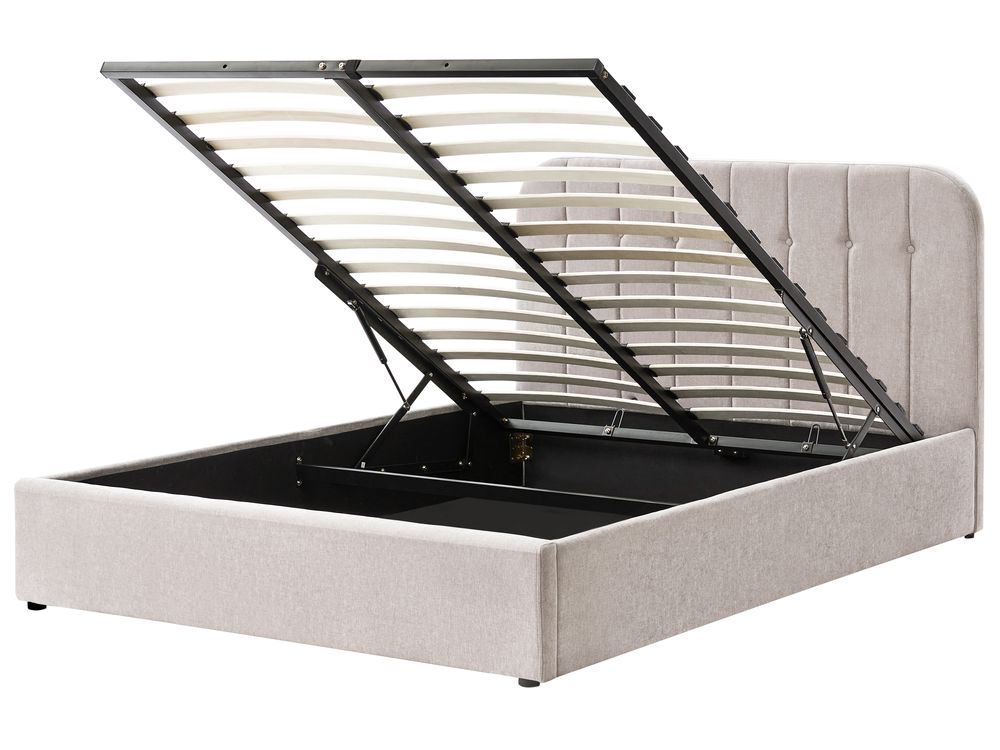 Ottoman Bed CHALLANS Chenille Taupe 160 x 200 cm (EU King Size)