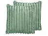 Set of 2 Decorative Cushions RAKYA 45 x 45 cm Faux Fur Green Striped