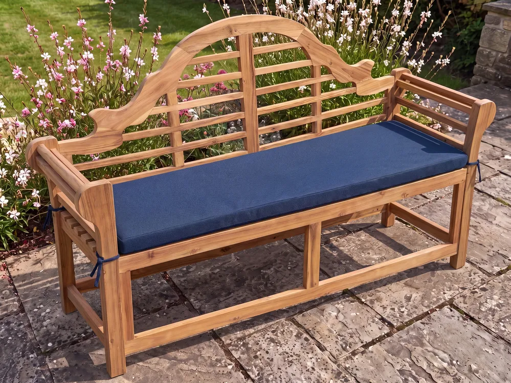 Garden Bench with Cushion MARLBORO 180 cm Acacia Wood Blue_1153735