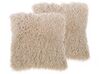 Set of 2 Shaggy Cushions 45 x 45 cm Beige CIDE_801785