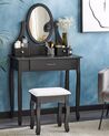 3 Drawer Dressing Table with Oval Mirror and Stool Black ASTRE_823899
