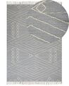 Teppich Baumwolle grau / weiss 160 x 230 cm geometrisches Muster Kurzflor KHENIFRA_831124