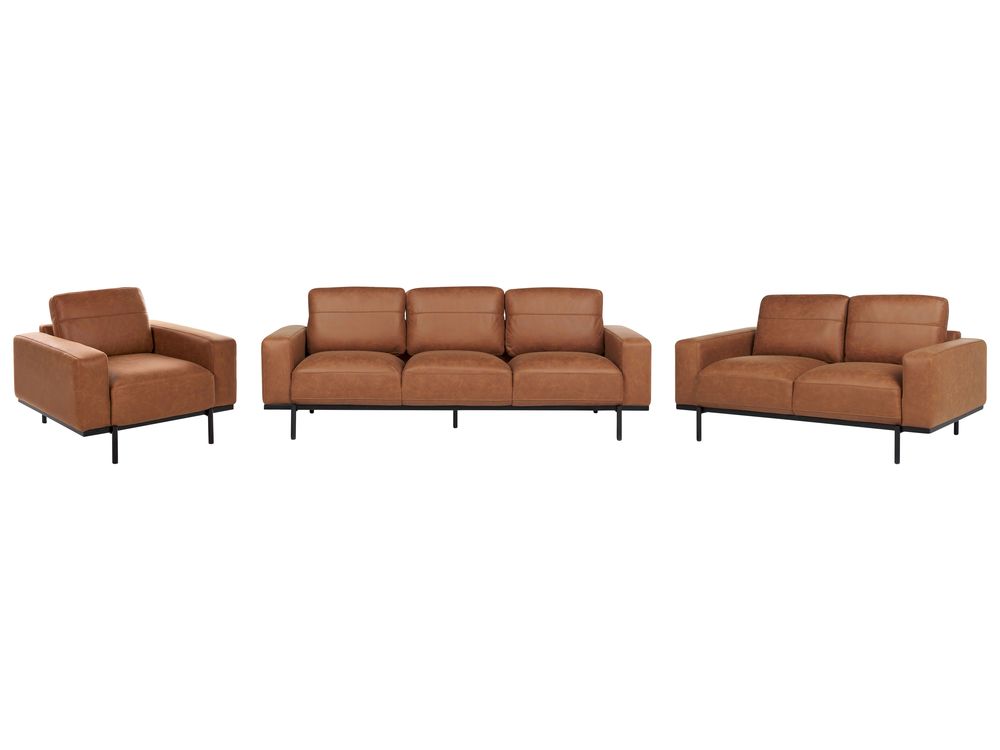 Ensemble de salon 6 places SOVIK Cuir PU Marron