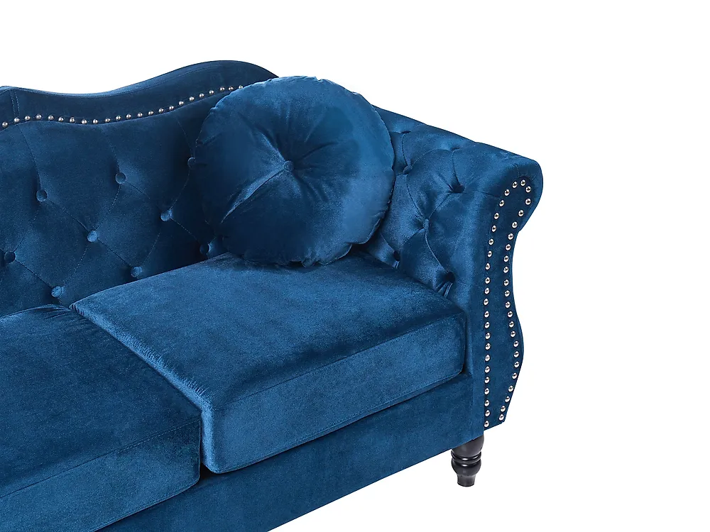 Sofa dla 3 osób SKIEN Welur Granatowy_1170503