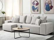 Corner Sofa Bed 3 Seater LUSPA with Storage Fabric Light Grey Right Hand_901005