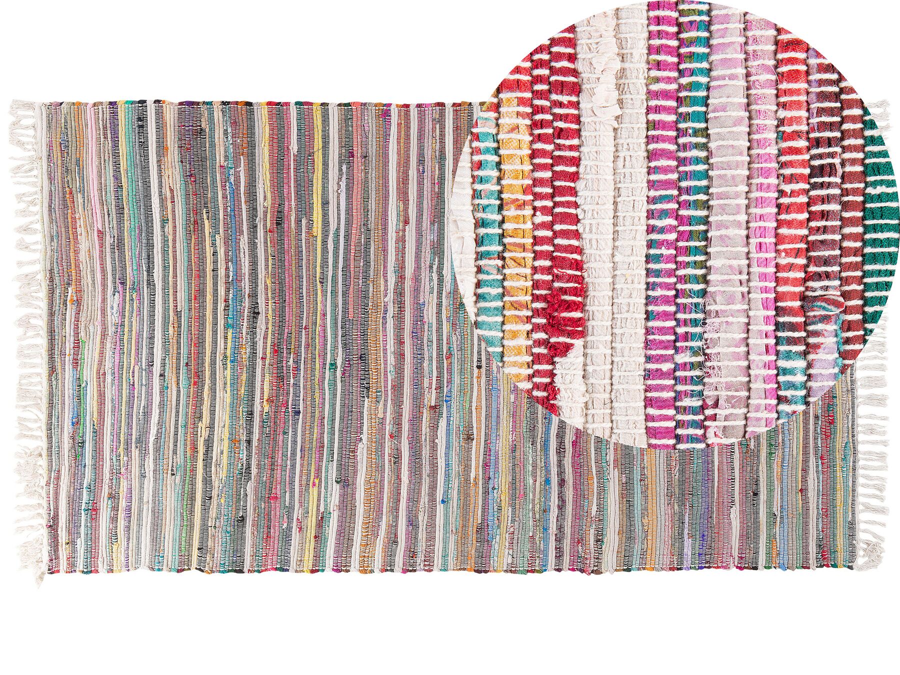 Tappeto multicolore chiaro in cotone con fronde 80 x 150 cm DANCA_530289