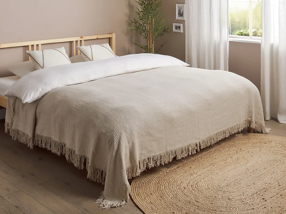 Bedspread YERBENT Cotton 220 x 240 cm Light Grey_1185148