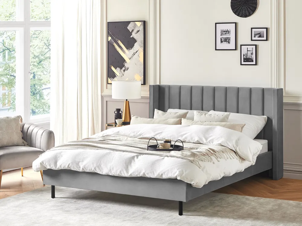 Velvet Bed Grey VILLETTE Various Sizes