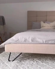 Bett mit Lattenrost Stoff LANNION 160 x 200 cm Hellbeige_998137