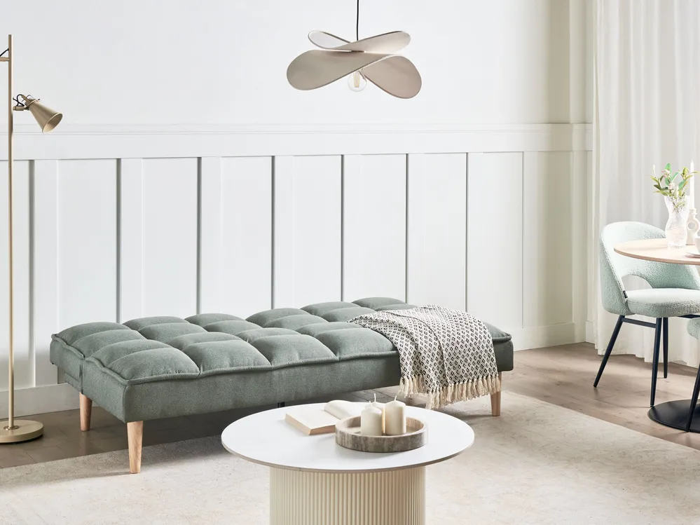 Sofa Bed 3 Seater SILJAN Fabric Green_968703