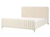 Bed Velvet LUNAN 160 x 200 cm (EU King Size) Light Beige