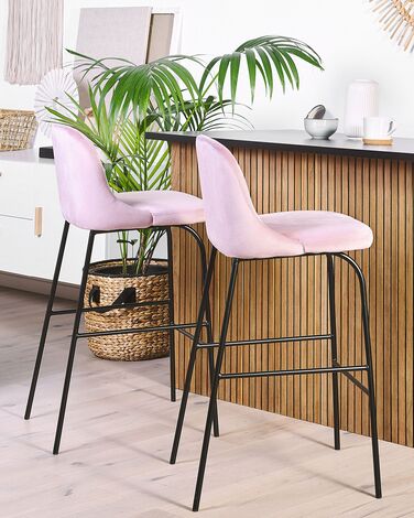 Set of 2 Velvet Bar Chairs Pink NEKOMA